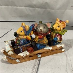 Three Mice On Christmas Sleigh